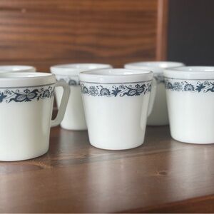 PYREX old town blue/blue onion mugs X6💙🧅